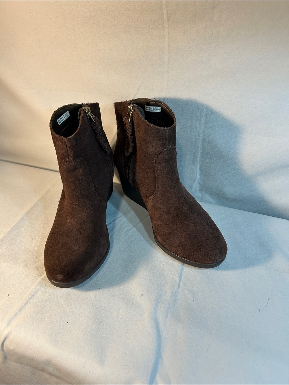 CROCS Dark Brown Suede Ankle Booties with Side Zip